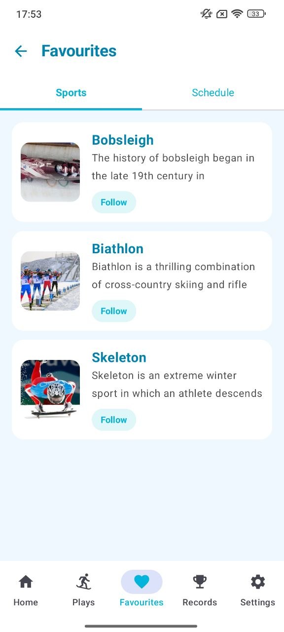 Winter Plays disciplines